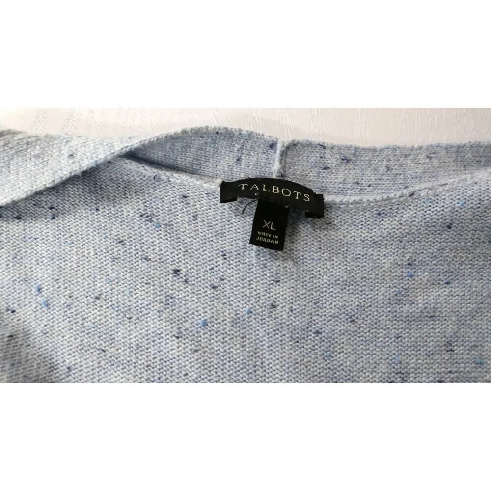 Talbots Womens Long Line Open Cardigan Size XL Confetti Blue